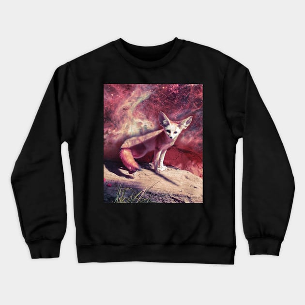 Cute Fennec Fox In Space Crewneck Sweatshirt by Random Galaxy